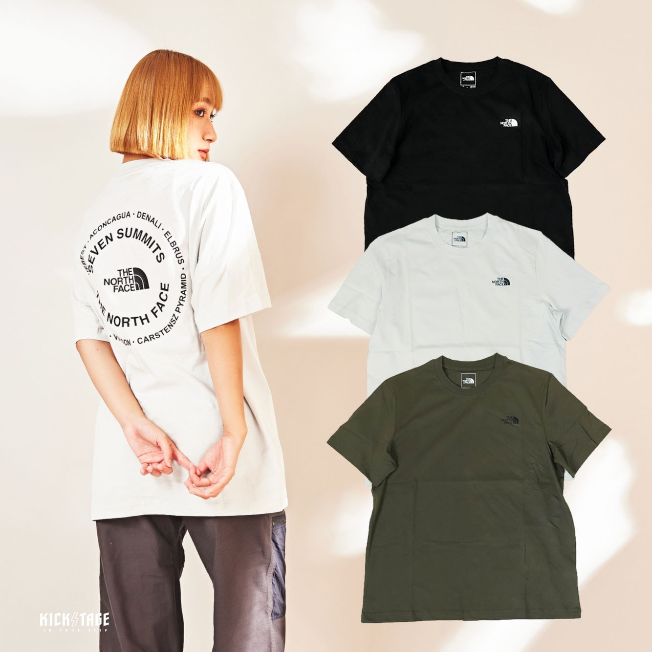 男女款 THE NORTH FACE TEE 黑色 軍綠 石灰白 七大高峰 基本款LOGO 短T【NF0A7QPG】