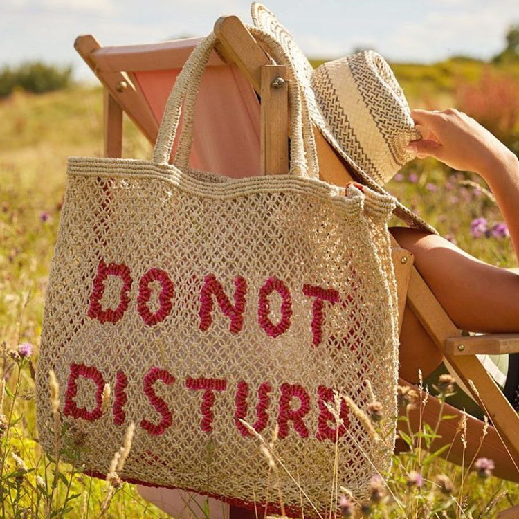 英國 The Jacksons 手工編織字母包 DO NOT DISTURB 原色 粉紅 (L)