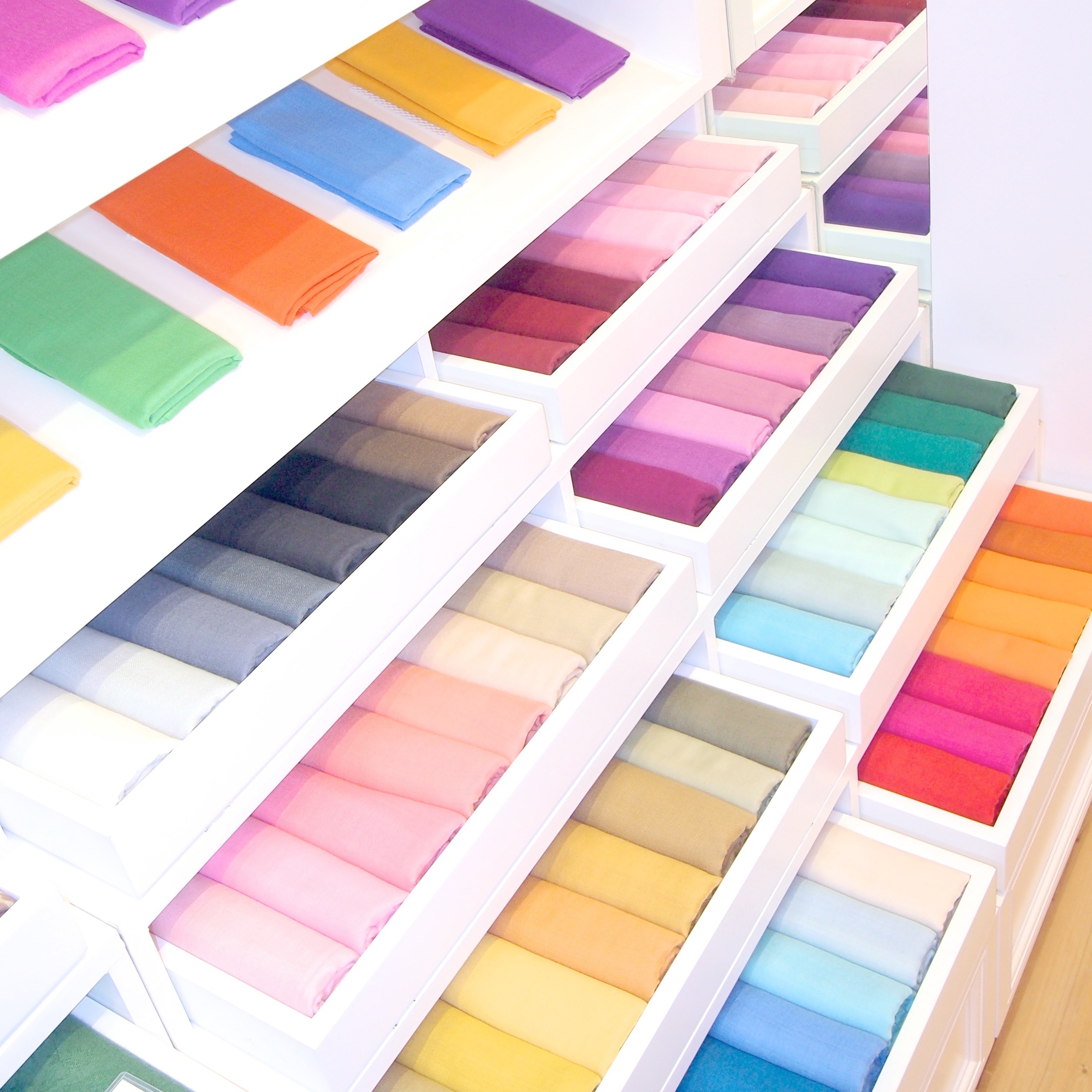 手工編織喀什米爾山羊絨磨邊圍巾(S)