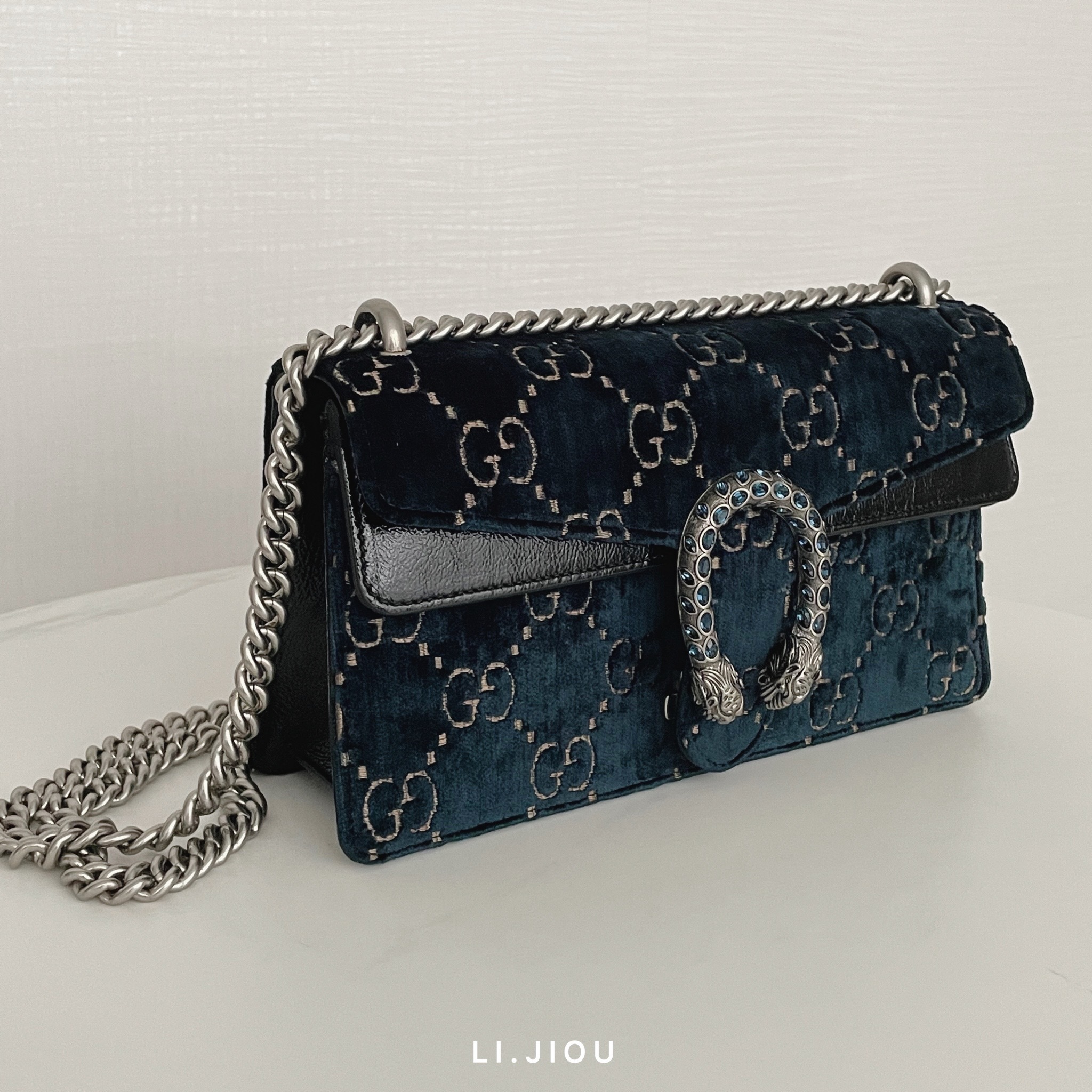 Gucci 藍絲絨老花酒神包 Woc