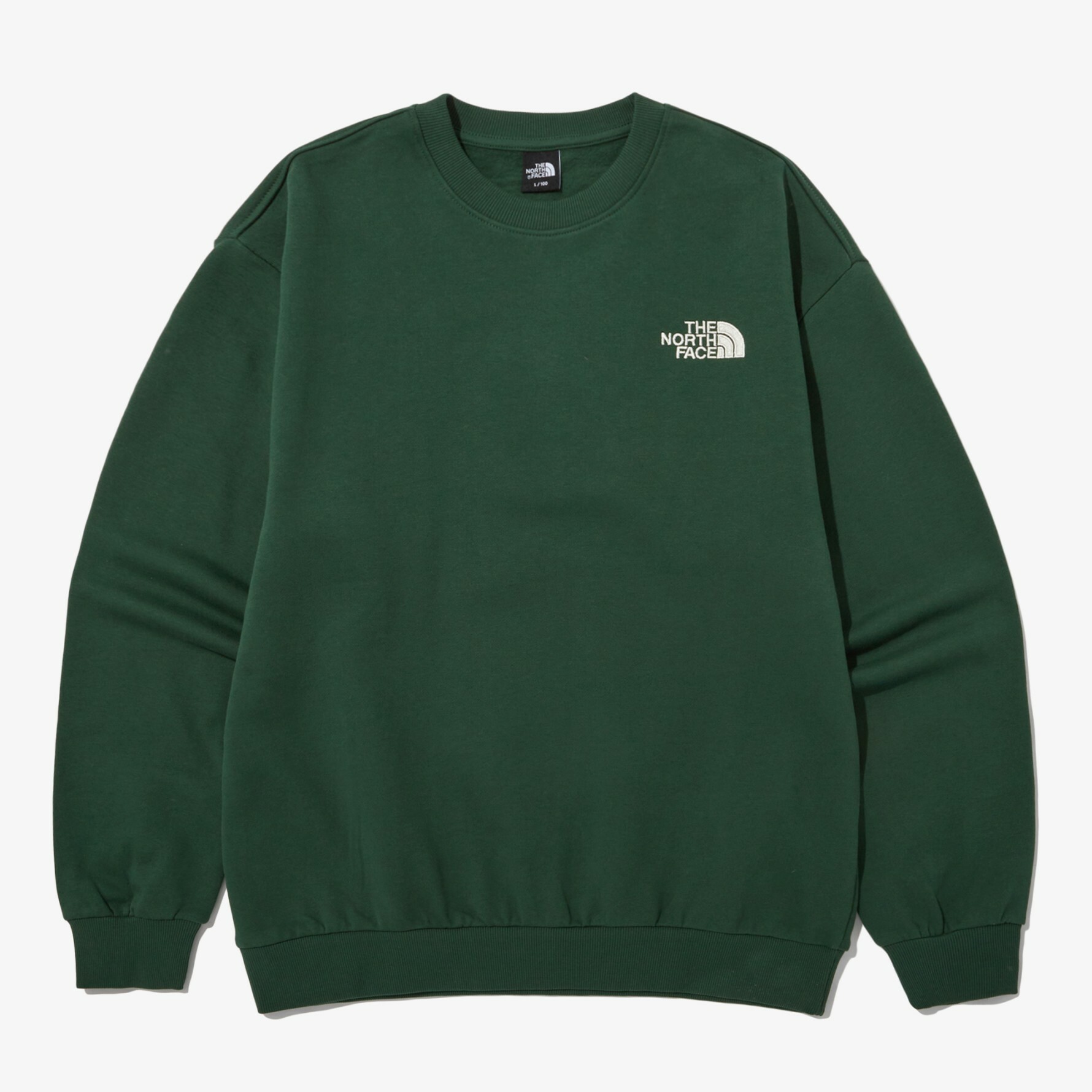 THE NORTH FACE COTTON BASIC 刺繡LOGO 棉 衛衣 大學T 綠 NM5MN90