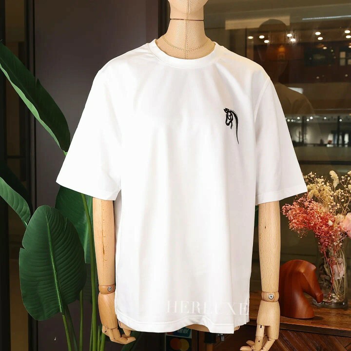 T shirt 小馬 leather logo 白色 size S