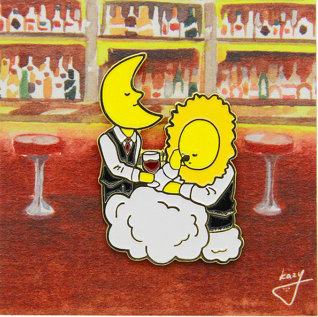 太陽與月亮 金屬別針/胸章｜kazy chan