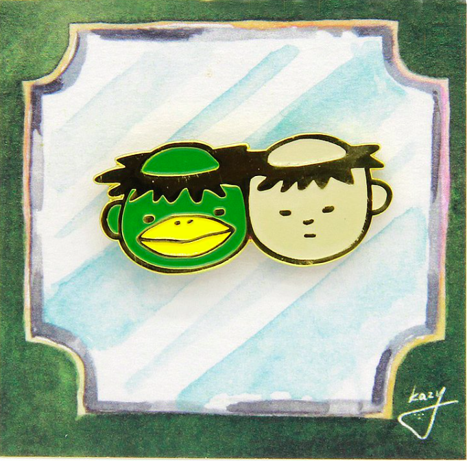河童與男孩 金屬別針/胸章｜kazy chan