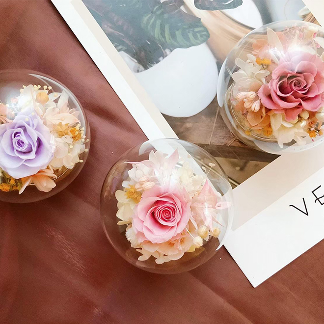 8公分迷你玻璃球永生玫瑰花