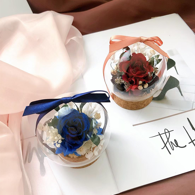 8公分迷你玻璃球永生玫瑰花