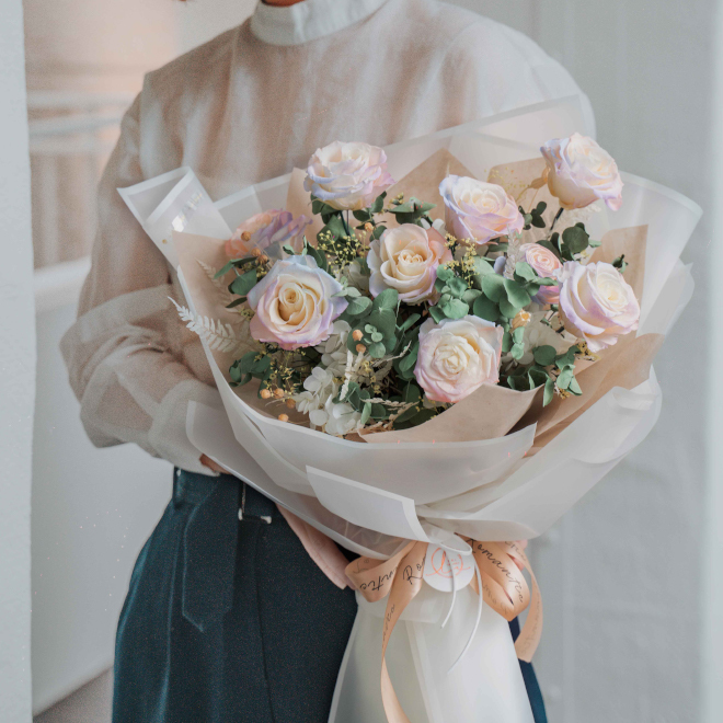 永生玫瑰花束 ＿ 夢幻人魚色