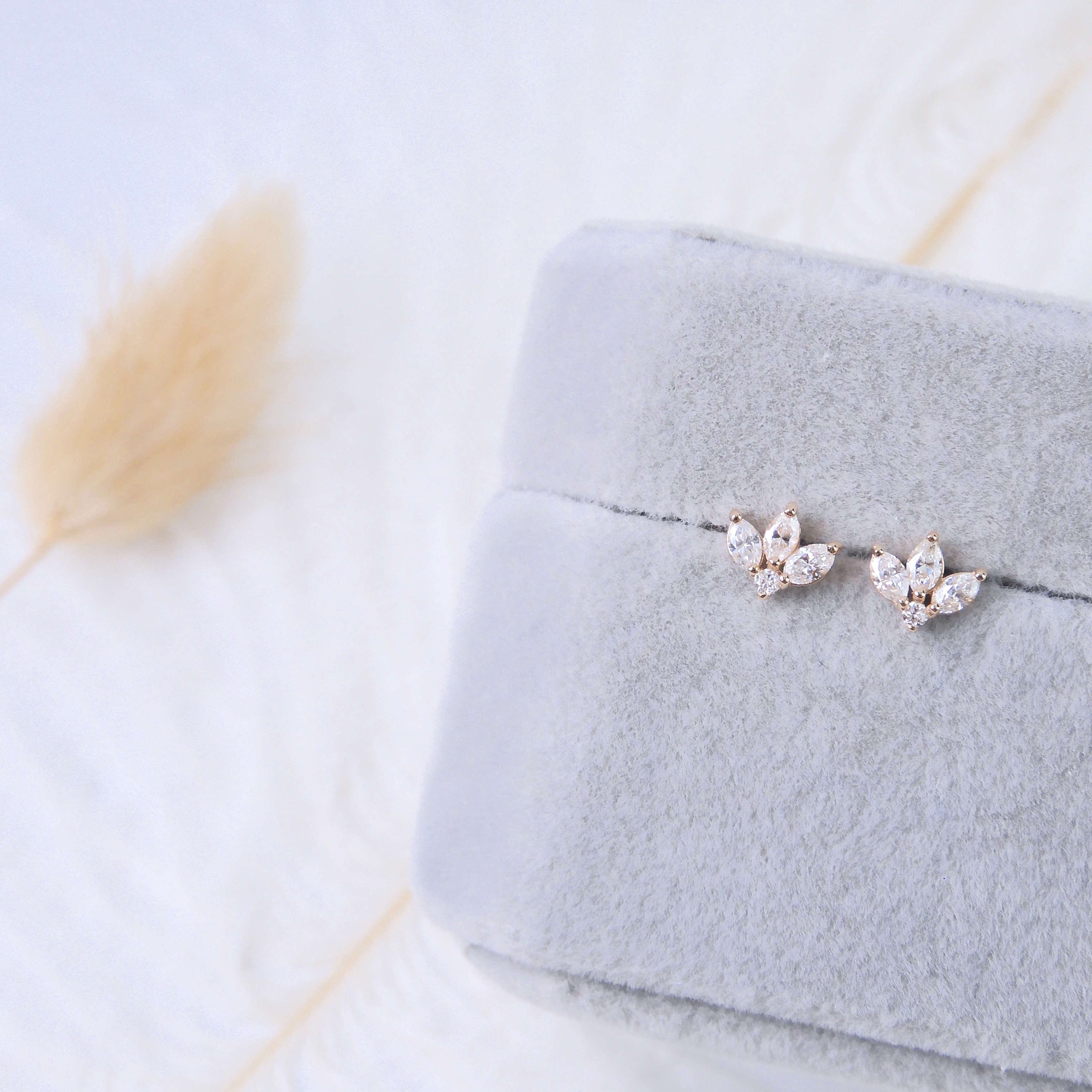 18K金 0.22ct 鑽石耳釘