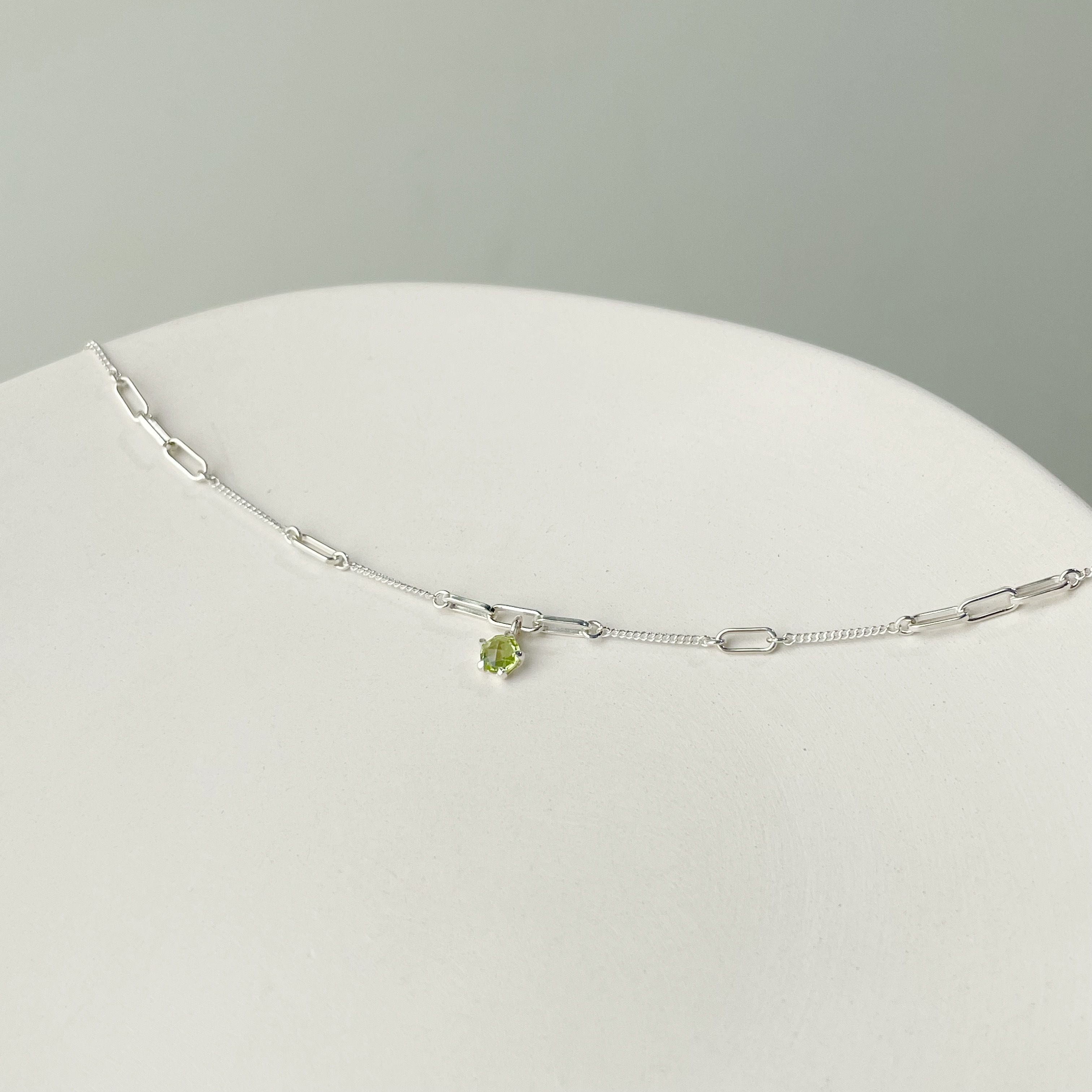 五爪棋盤切割橄欖石手鍊