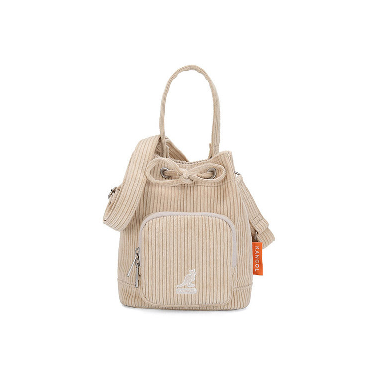 <韓國代購> KANGOL CORD V POCKET BUCKET BAG