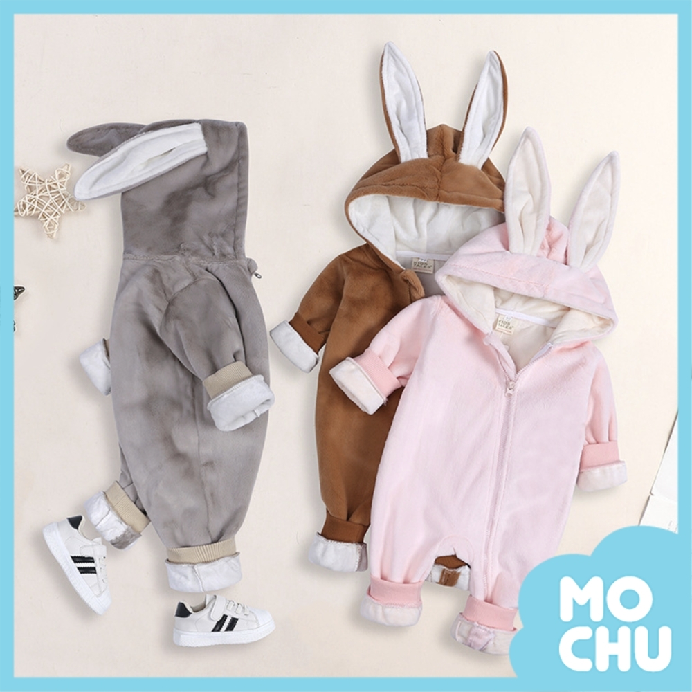 長耳兔寶加絨長袖連身衣(四色)