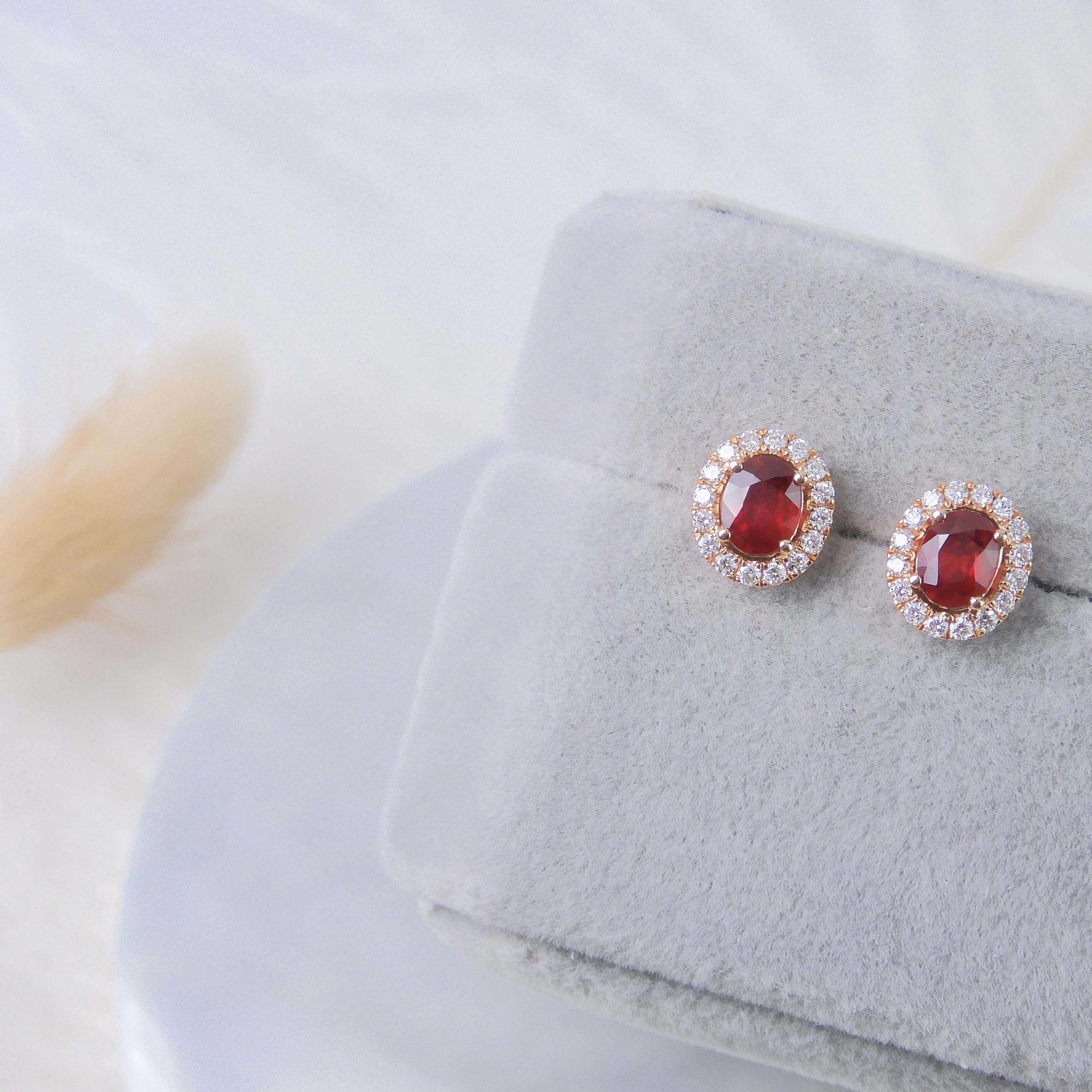 18K金 0.78ct 紅寶石耳釘