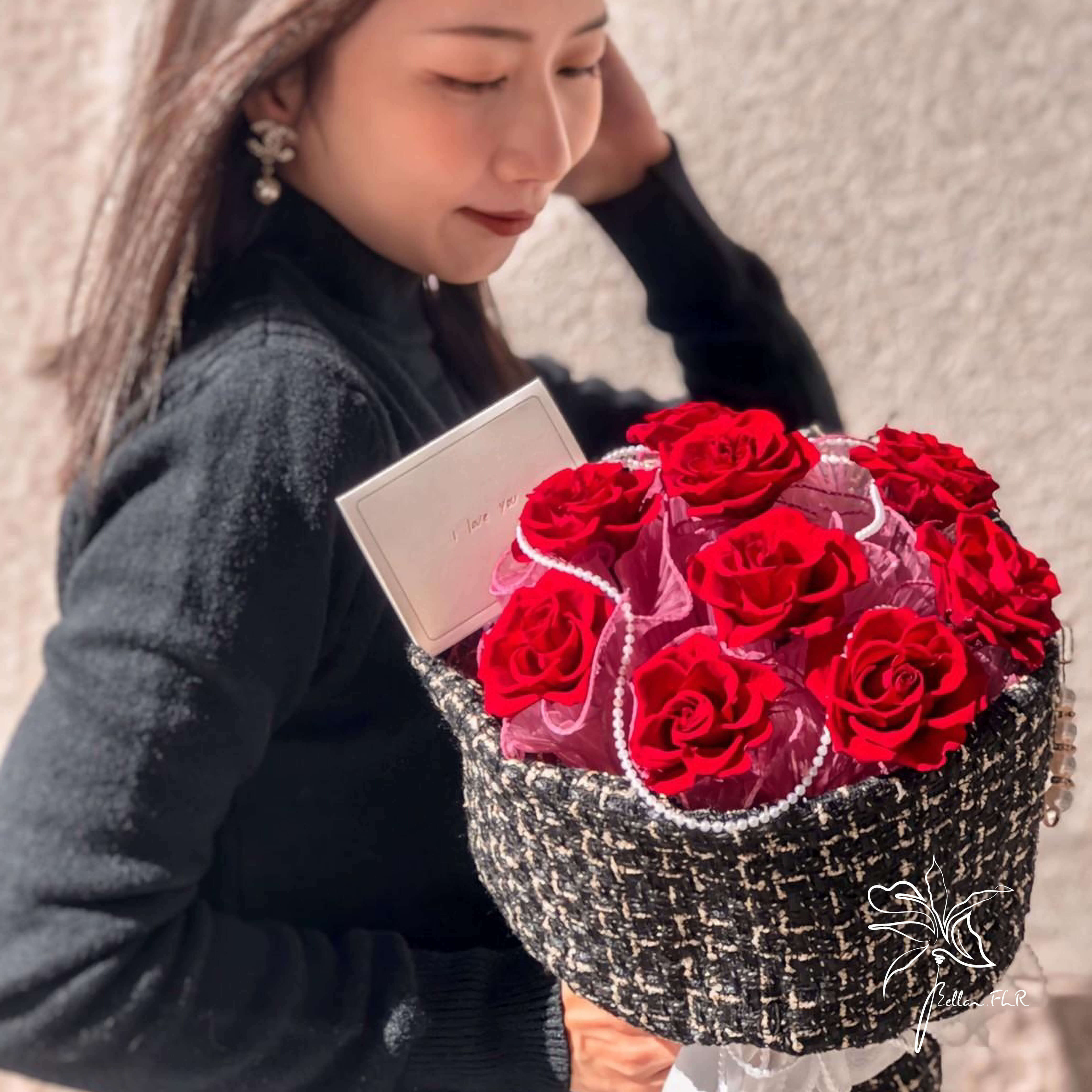 【就喜歡你香香的】9朵永生玫瑰花束-紅玫瑰