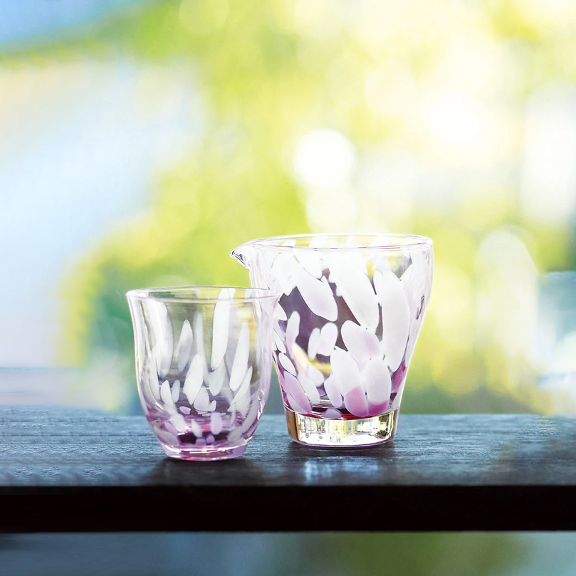 ADERIA 津軽 粉紅櫻花 片口清酒壺&玻璃小杯