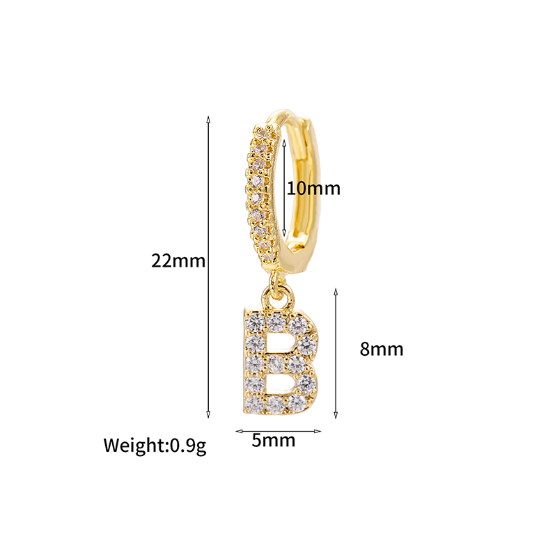 耳環a④ A-Z｜訂製款鋯石字母吊墜耳環｜4:44 飾品