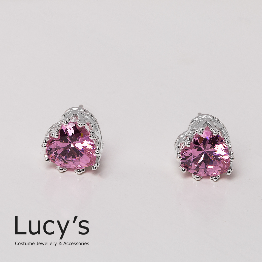 925純銀 愛心鋯石 耳環 (二色) (31732/100956)