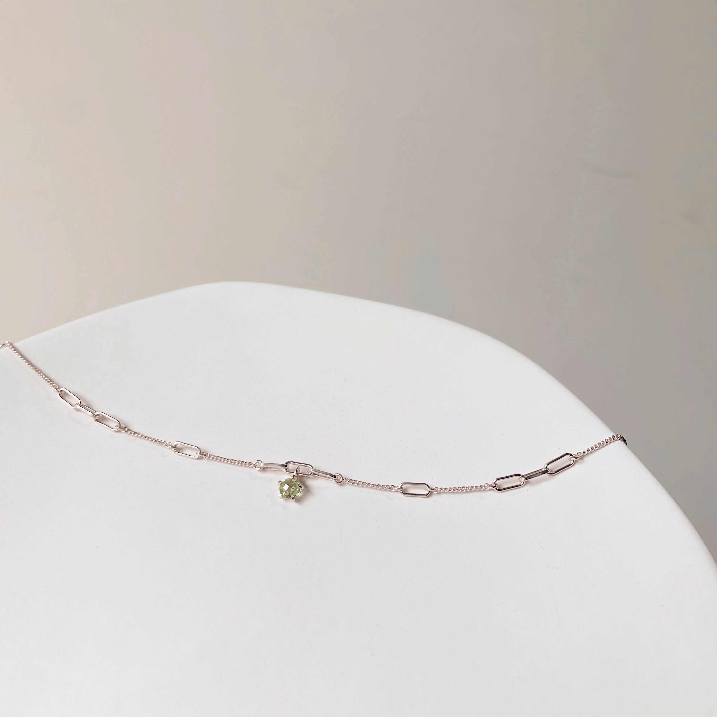 五爪棋盤切割橄欖石手鍊