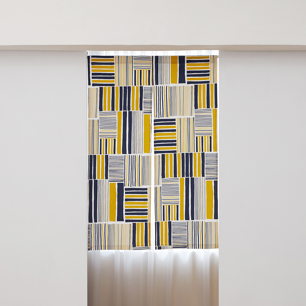 帆布印花門簾 / 掛簾 / 鐵皮屋黃藍（大花紋）