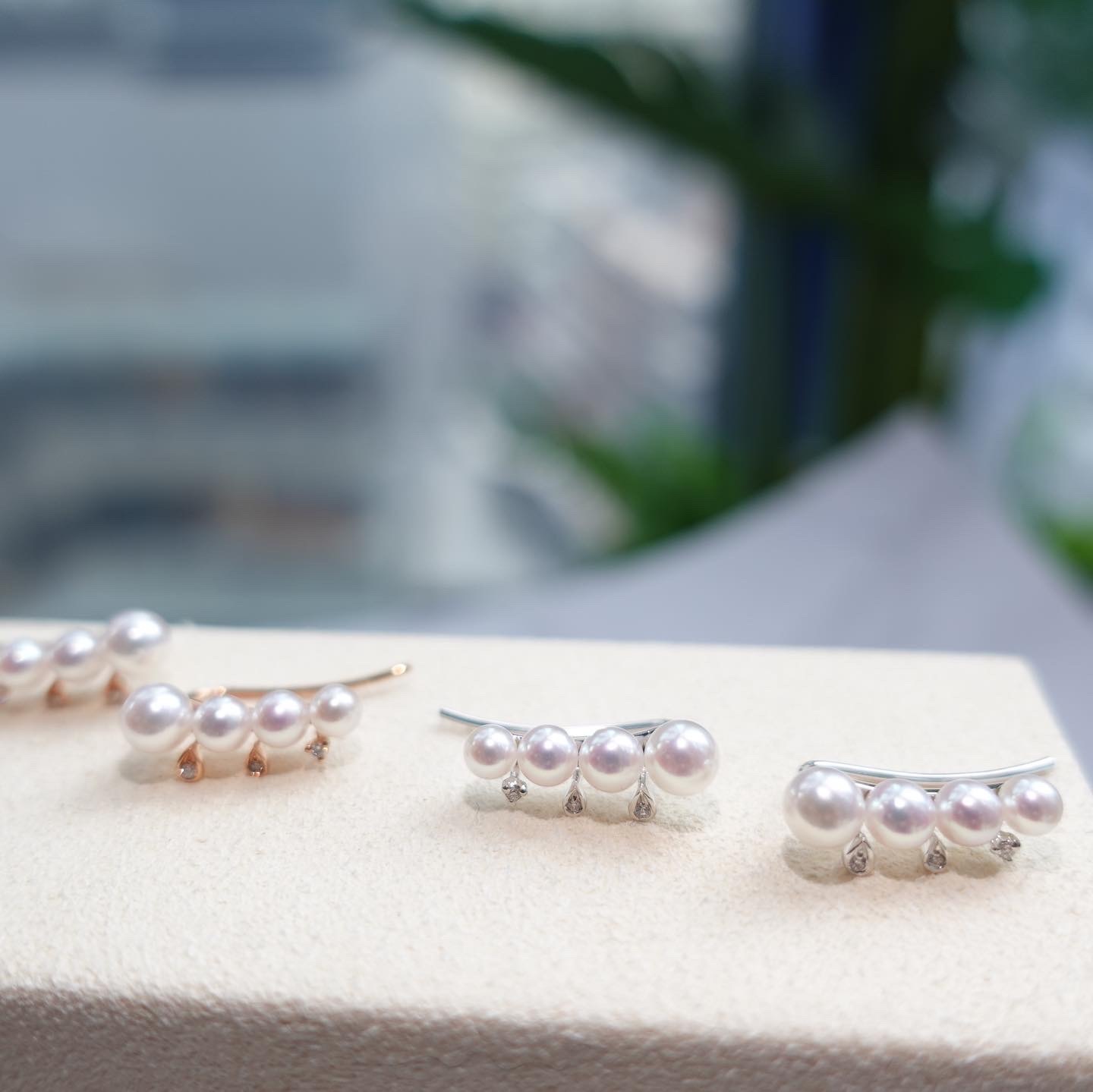 18K金日本阿古屋鑽石耳飾