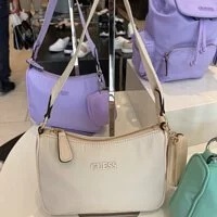 [S] GUESS PIPPEN TOP ZIP BAG, CREAM, NG848112-CREAM (SGU107)