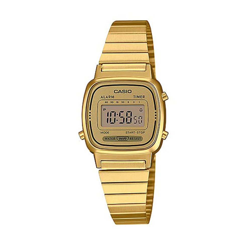 Casio LA670WGA-9 女裝細錶面 金色復古跳字錶