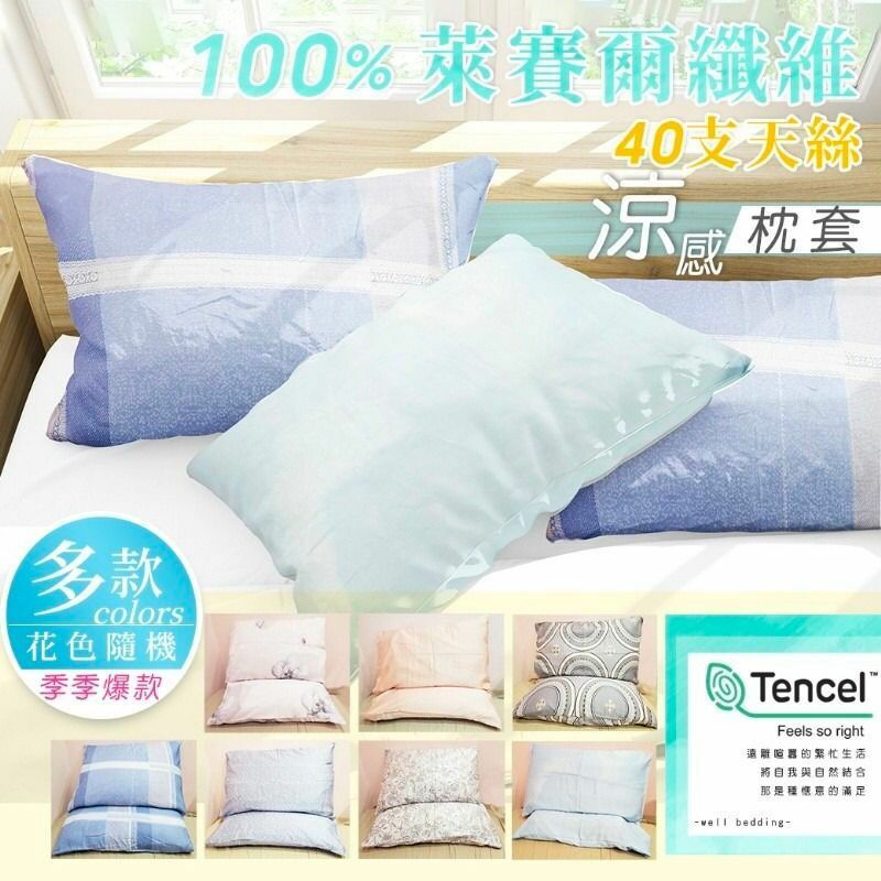 台灣LYOCELL天絲冰涼感枕套(1套2入)