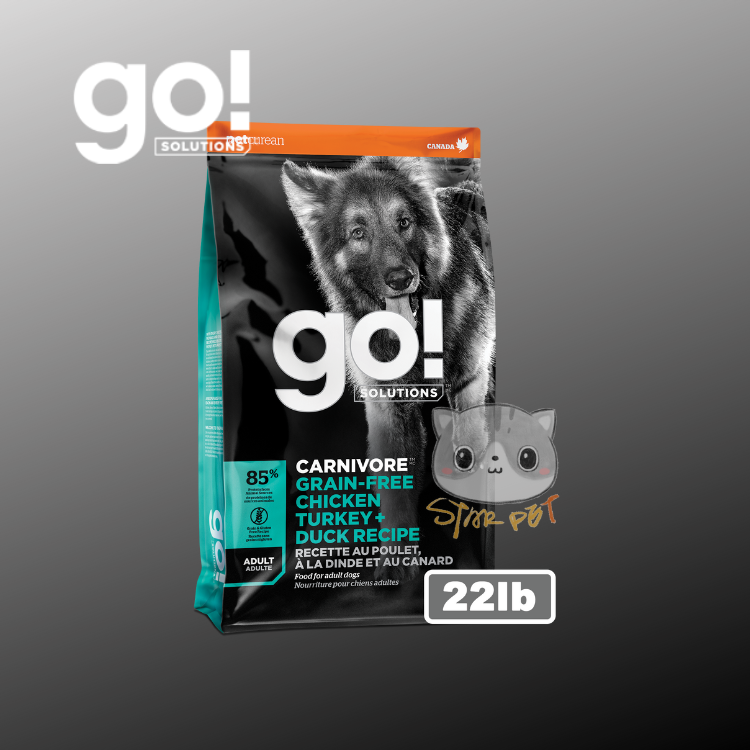 GO! SOLUTIONS™ 活力營養系列 無穀物雞肉+火雞+鴨肉 成犬 狗糧配方 22lb