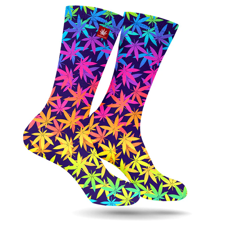 🇺🇸StonerDays - Flourescent Flowers Weed Socks (Uv Reactive) 襪子