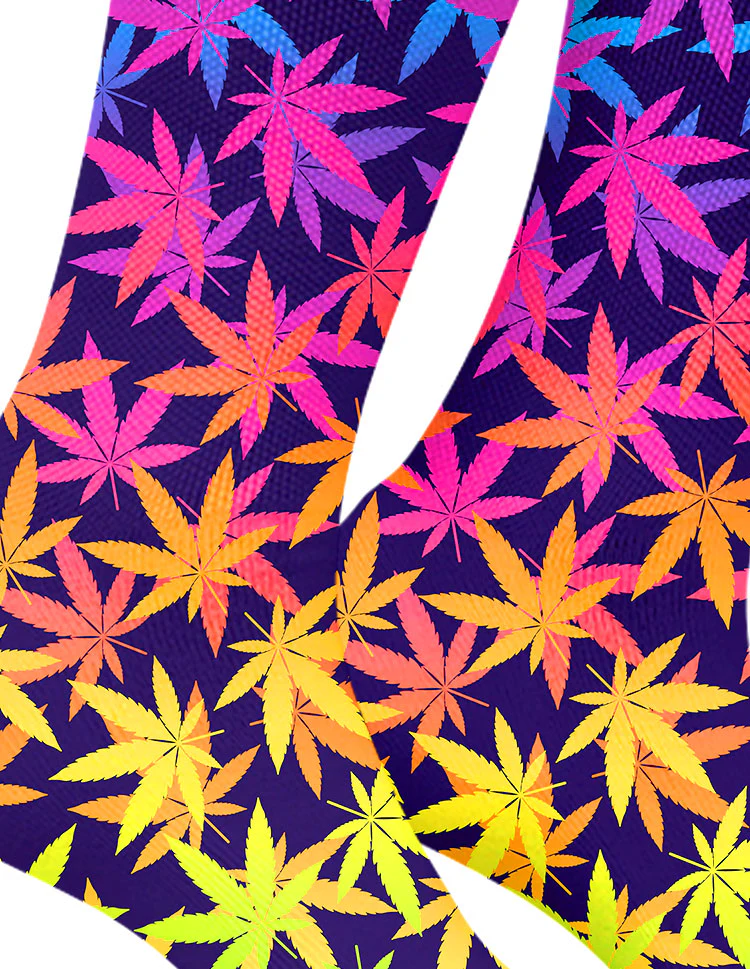 🇺🇸StonerDays - Flourescent Flowers Weed Socks (Uv Reactive) 襪子