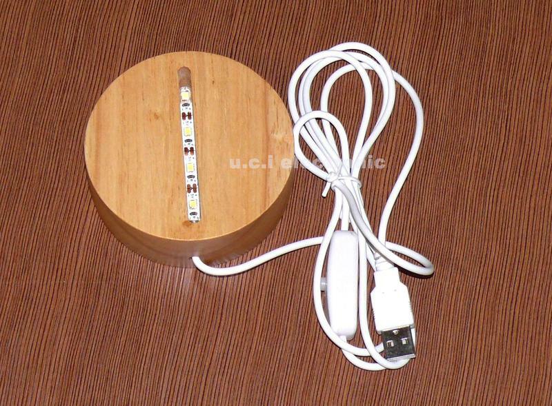 【UCI電子】(Z) LED發光木底座 水晶球USB燈座 LED燈座 壓克力板DIY底座 小夜燈 床頭燈 木質燈座