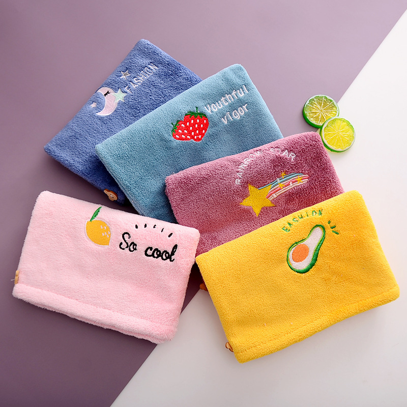 Embroidered Absorbent Quick Dry Hair Bandana Shower Cap