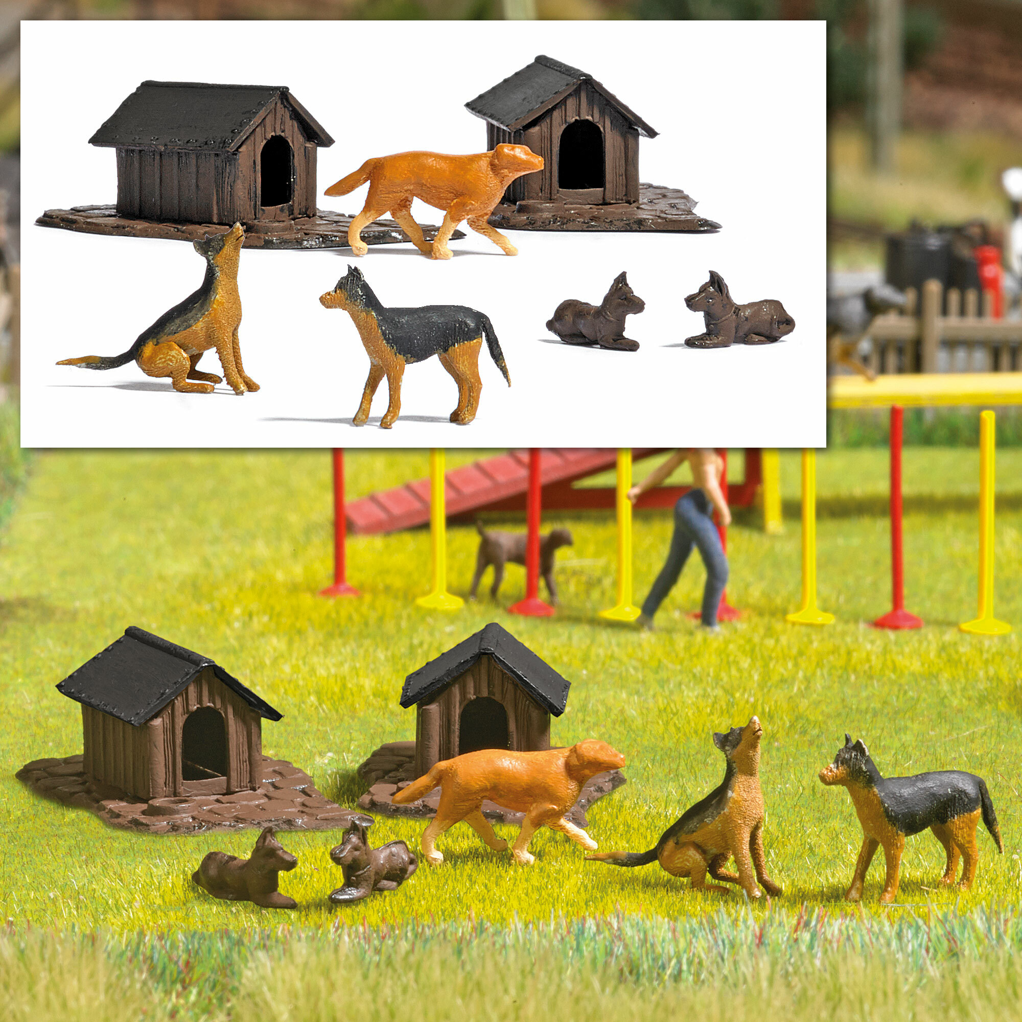 Busch 1197 HO scale Dogs Houses and Dogs