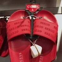[S] GUESS GFJESSIKA JESSIKA REPEATED LOGO POOL SLIDES, RED, 428403099368 (SGU114)