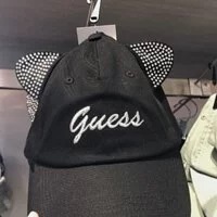 [S] GUESS STUDDED ANIMAL EAR BASEBALL CAP, BLACK, 677878743096 (SGU115)