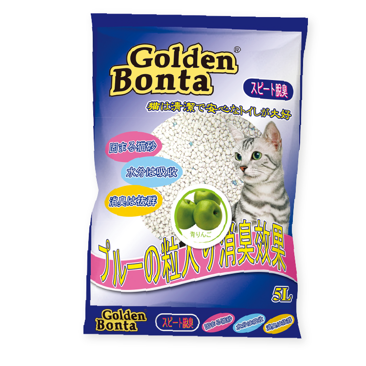 Golden Bonta丨圓粒型膨潤土砂 (青蘋果味) 5L (GOBW-04)