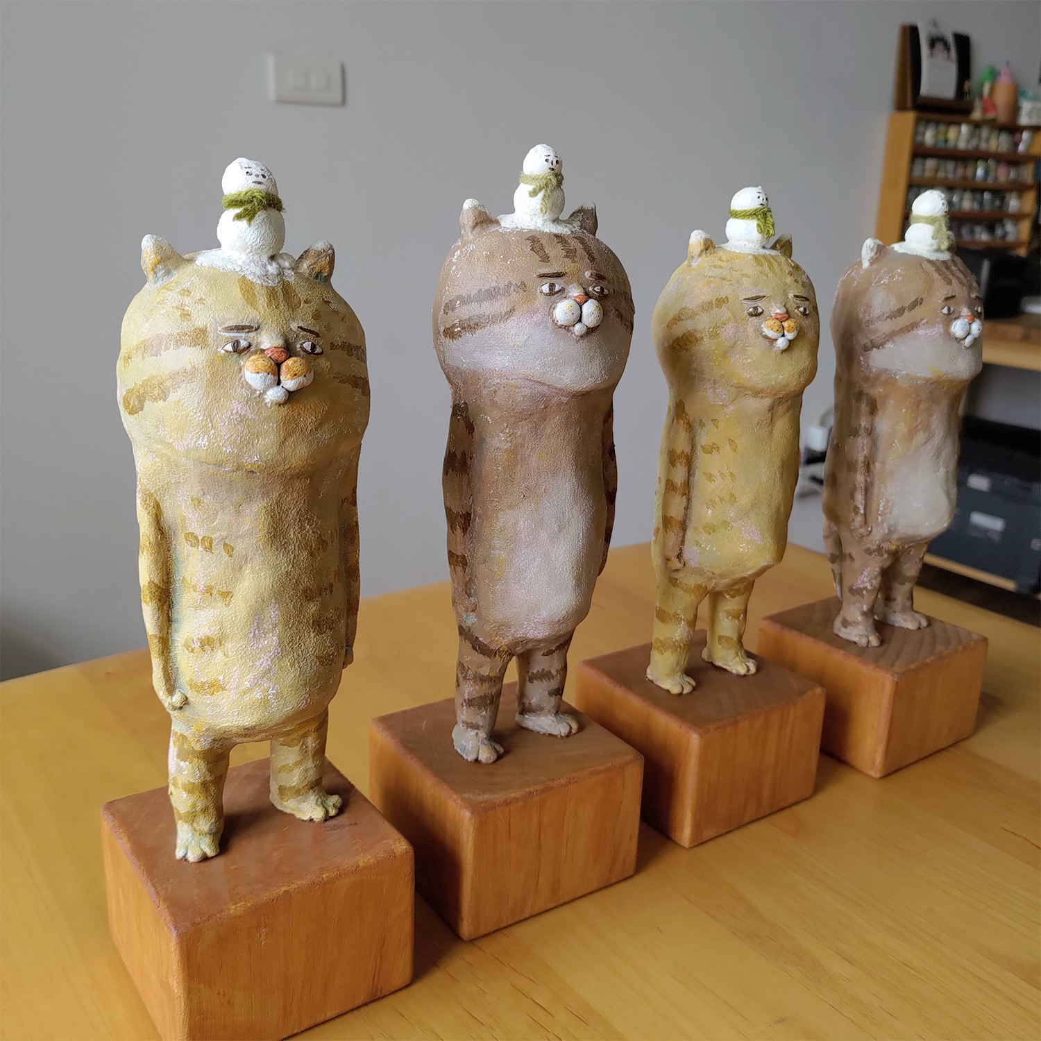 【ehcat貓室友】貓公仔雕塑-冬天雪人系列