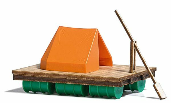 Busch 1564 HO規 Wooden Raft with Tent 帶帳篷的木筏 套件