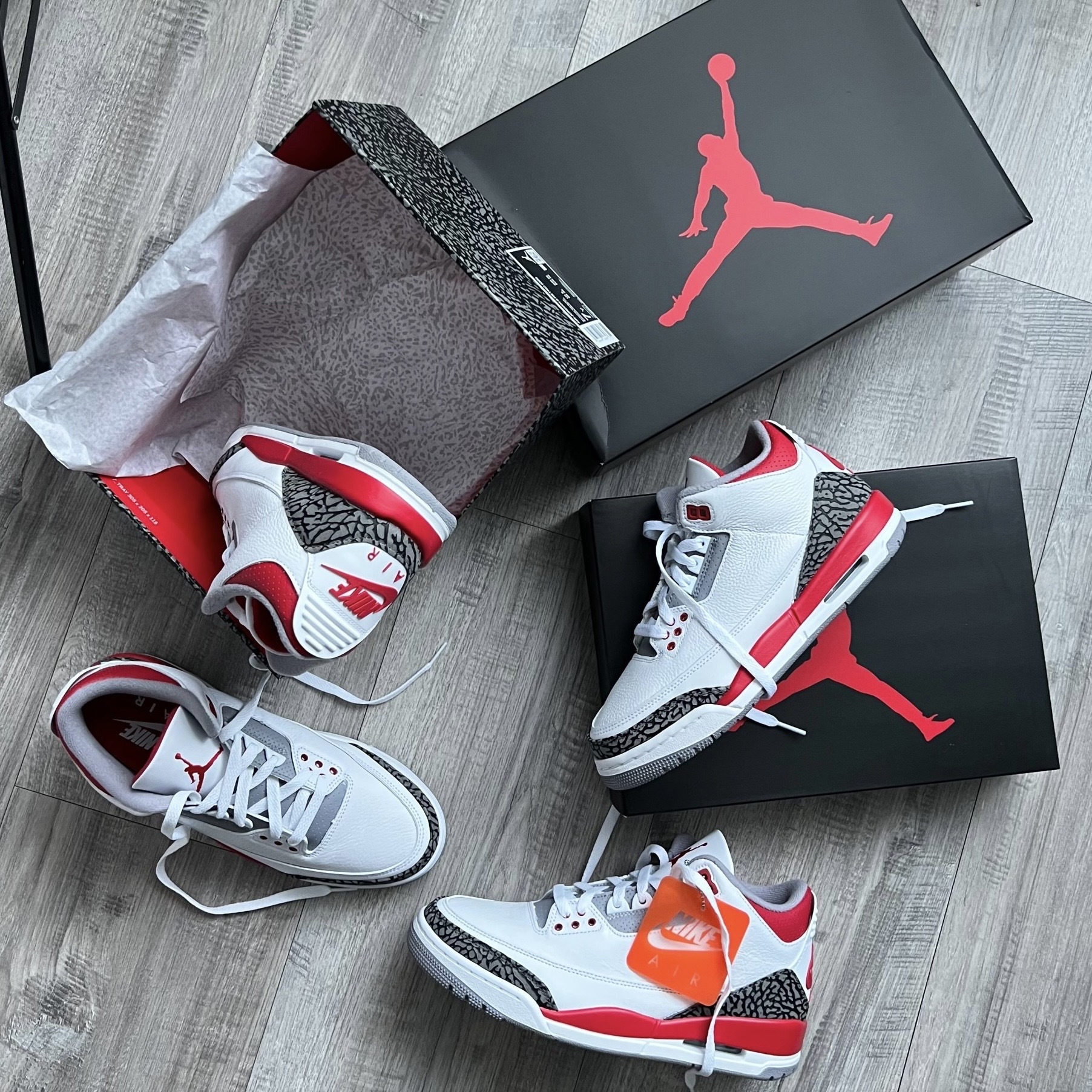 -(D6c)-AIR JORDAN 3 RETRO "FIRE RED" (GS)白紅灰 爆裂紋-DM0967 160