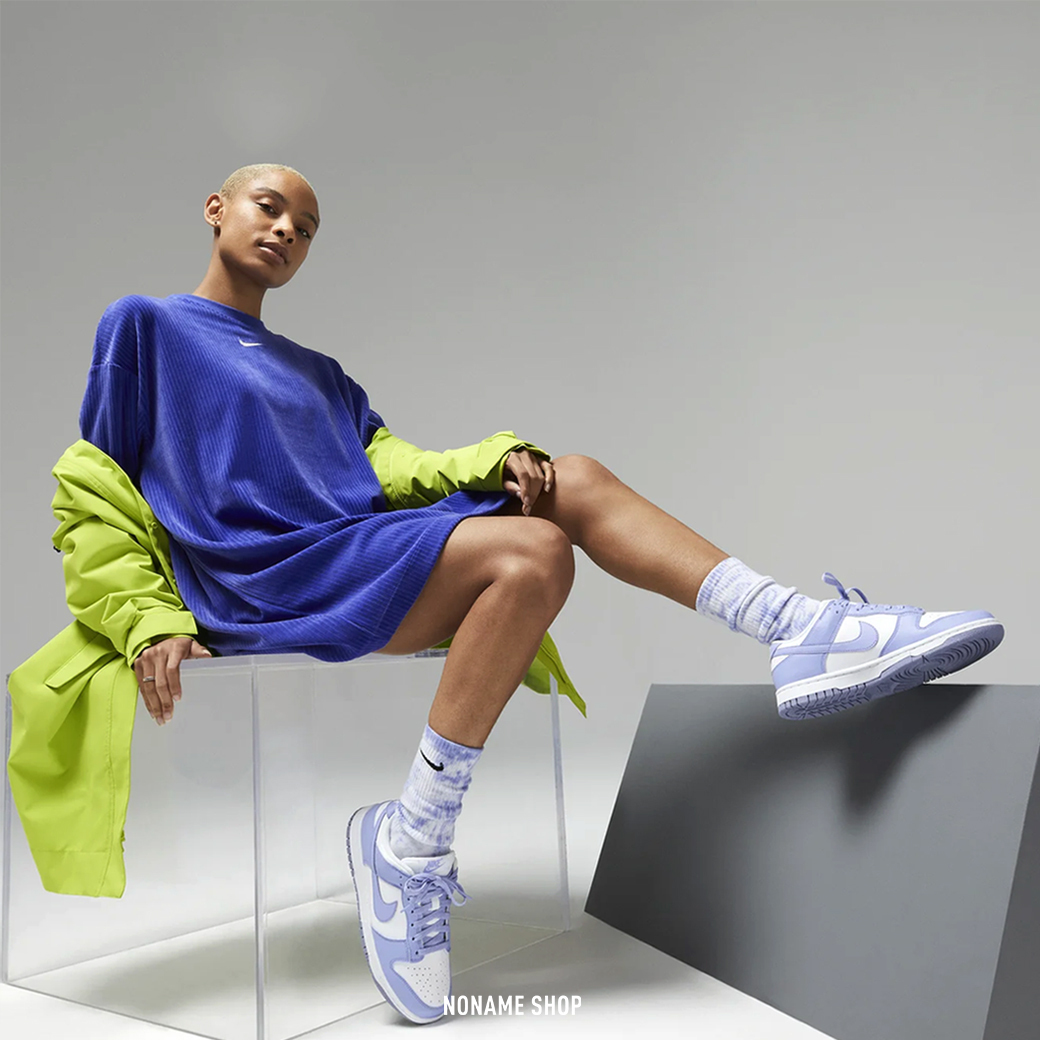 NIKE DUNK LOW White and Volt 淡紫
