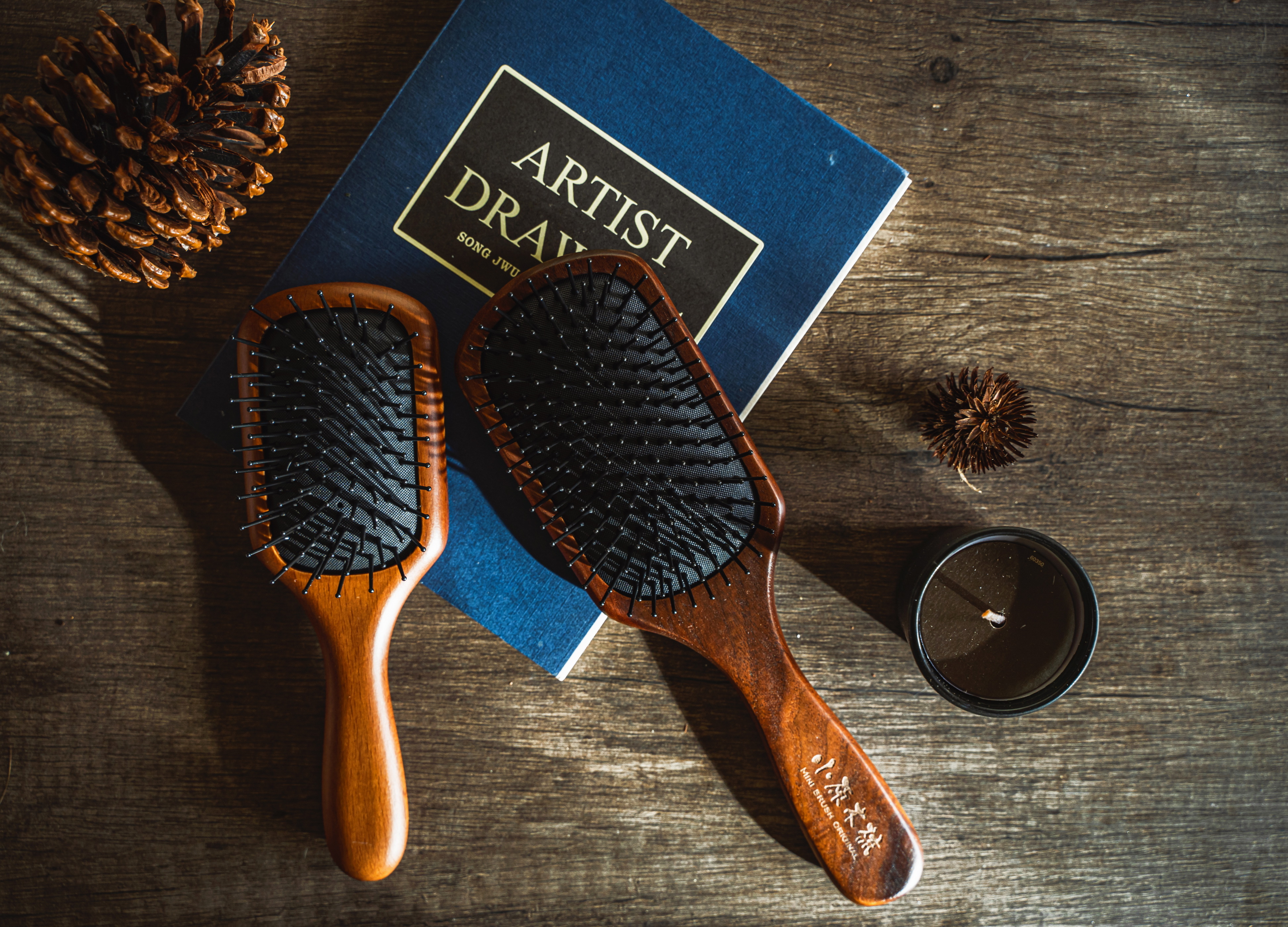 【小原木梳】胡桃木尼龍鋼針組合(濕髮好用/可耐熱)