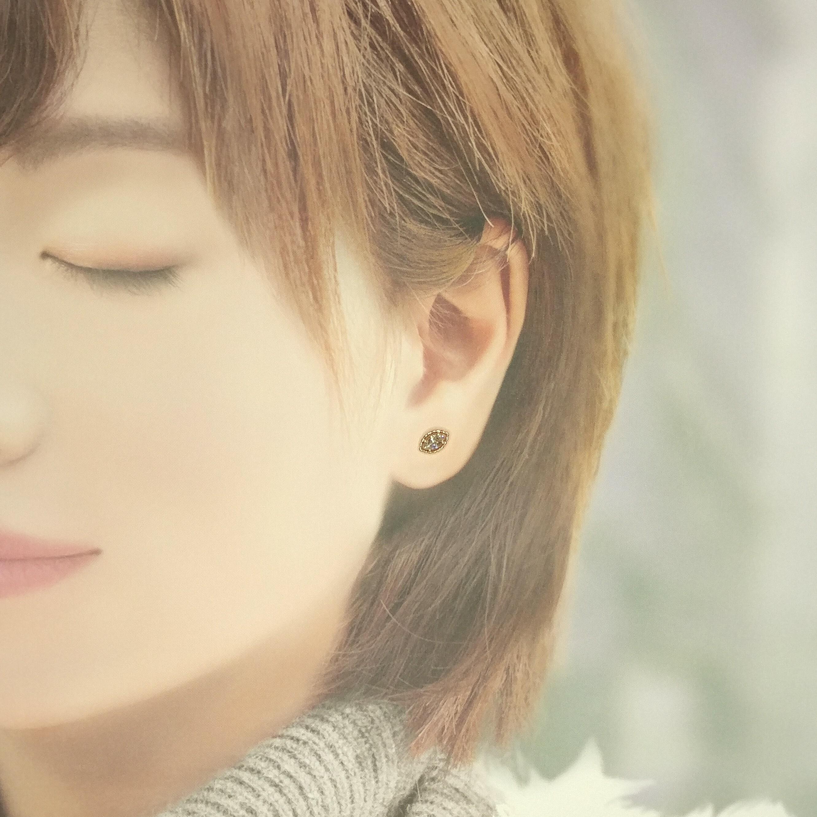 全新18K玫瑰金【主石50份欖尖形鑽石】耳環