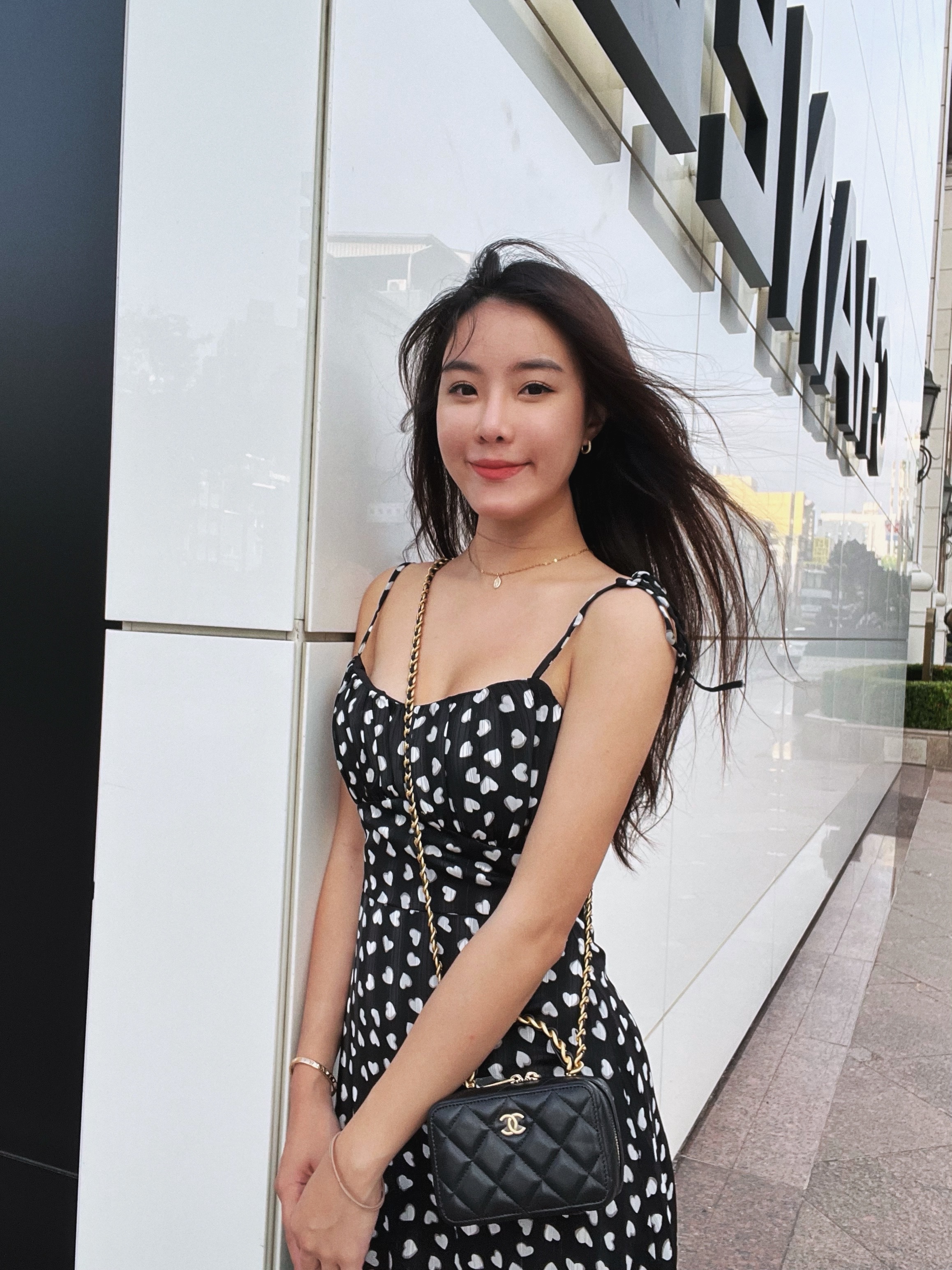 Simple Love 簡單愛 綁帶雪紡印花洋裝