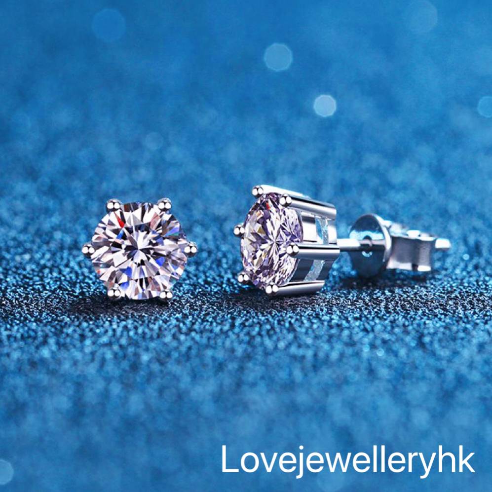 6爪莫桑鑽耳環   E1C004