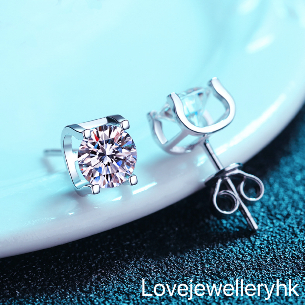 莫桑鑽牛頭耳環   E2C002