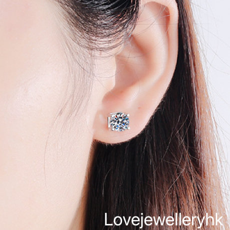 莫桑鑽牛頭耳環   E2C002