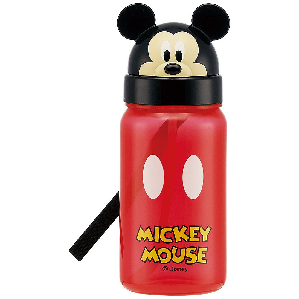 迪士尼 米奇 造型吸管水壺350ml.附掛繩