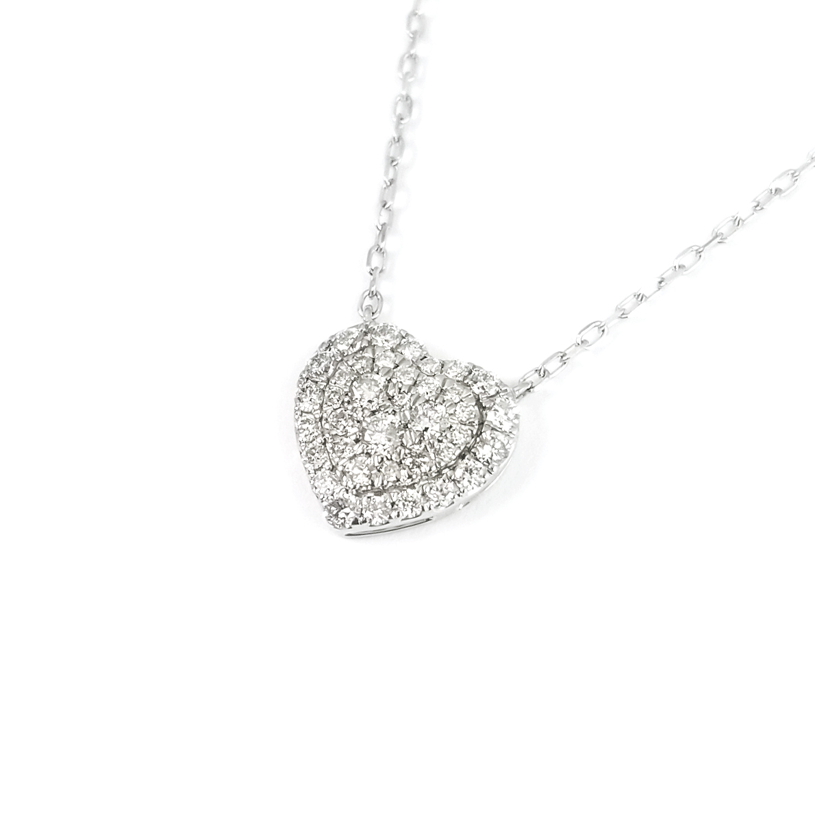 18K白金天然鑽石心形頸鏈