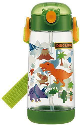 Skater PET吸管水壺(480ml)恐龍 塑膠水瓶 兒童水壺 480ml (綠 火山)