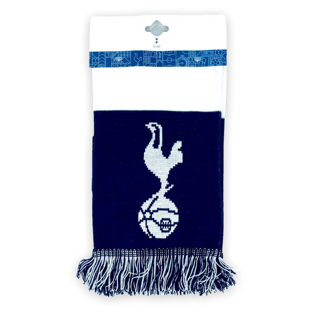 熱刺藍白橫間白色織花會徽頸巾