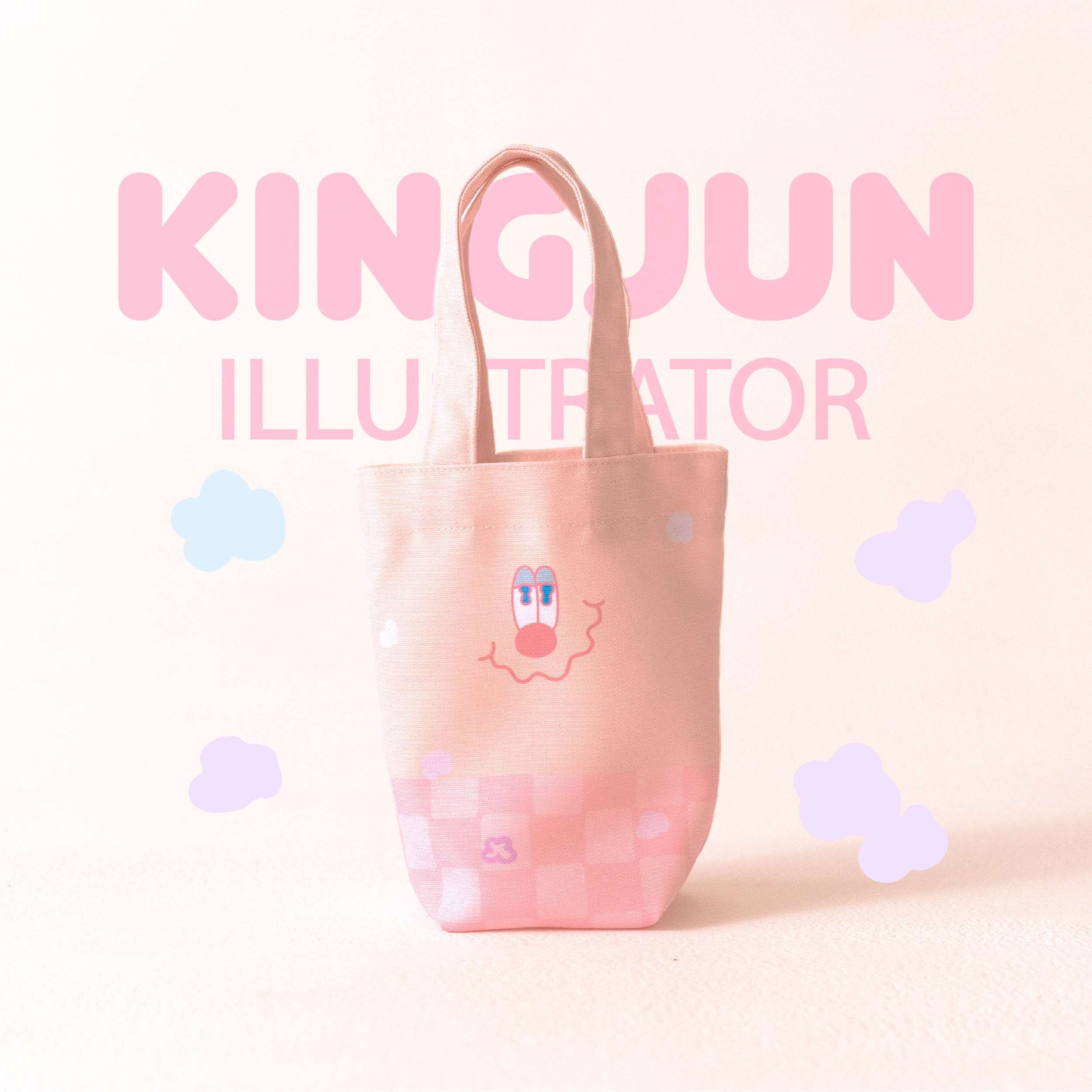 【慢慢挑 x Kingjun-防潑水提袋】 蠢兔搖滾粉